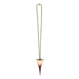 Deco triangle necklace with natural and chestnut brown leather, full view