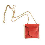 Red-orange leather envelope pendant necklace