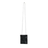Black Leather ID holder necklace, full view