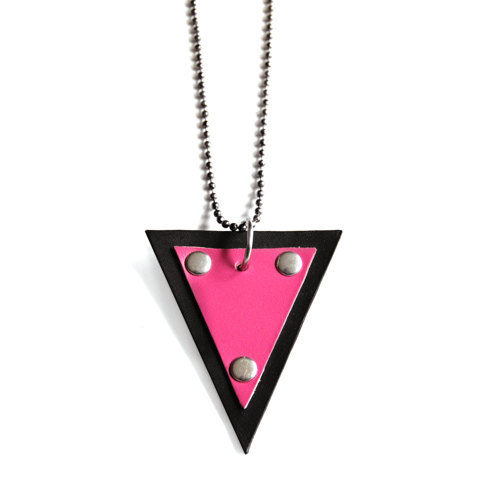 Pink Triangle Pendant Necklace