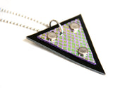Trianthem Pendant necklace, purple mermaid leather, angled view