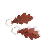 NATURE IS QUEER Keychain -- Leather Oak Leaf