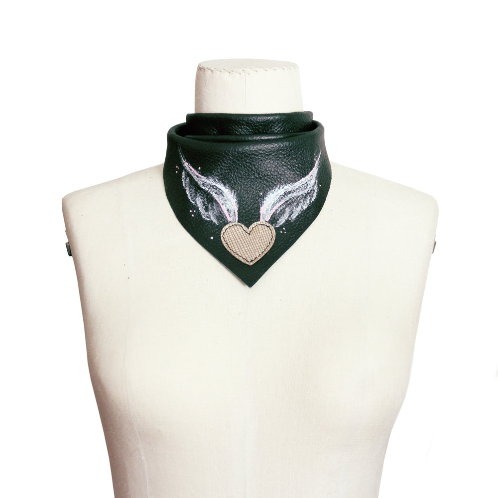 Winged Heart Leather Bandana