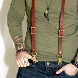 Leather Suspenders - Chestnut (Y-back style)