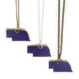 Purple leather Nebraska necklace, group of 3