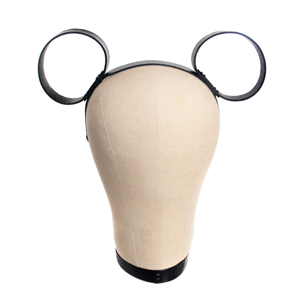 Black leather mouse ears, front view