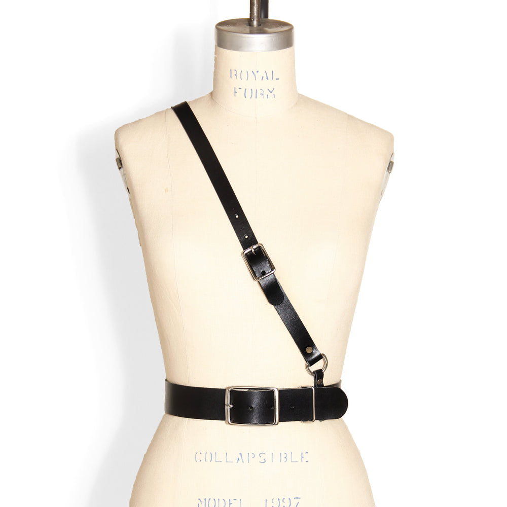 Military Belt -- Black Leather