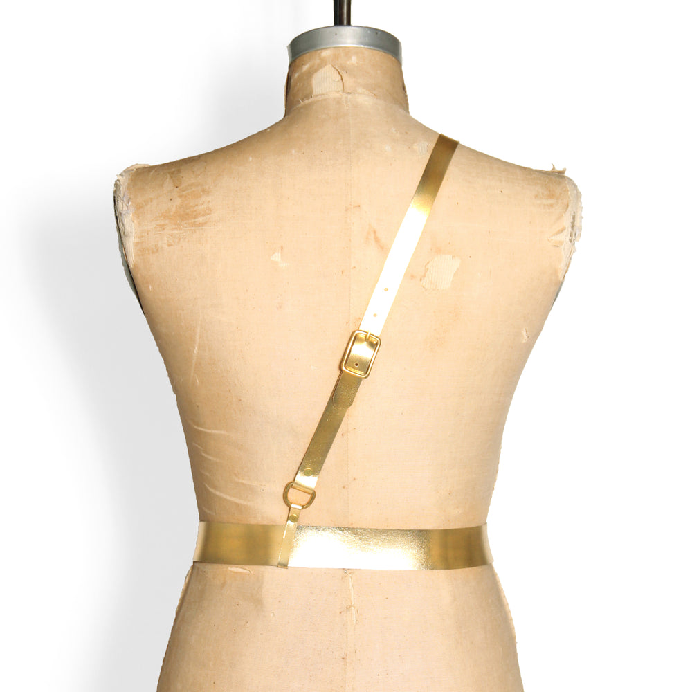 Military Belt -- Metallic Gold Leather