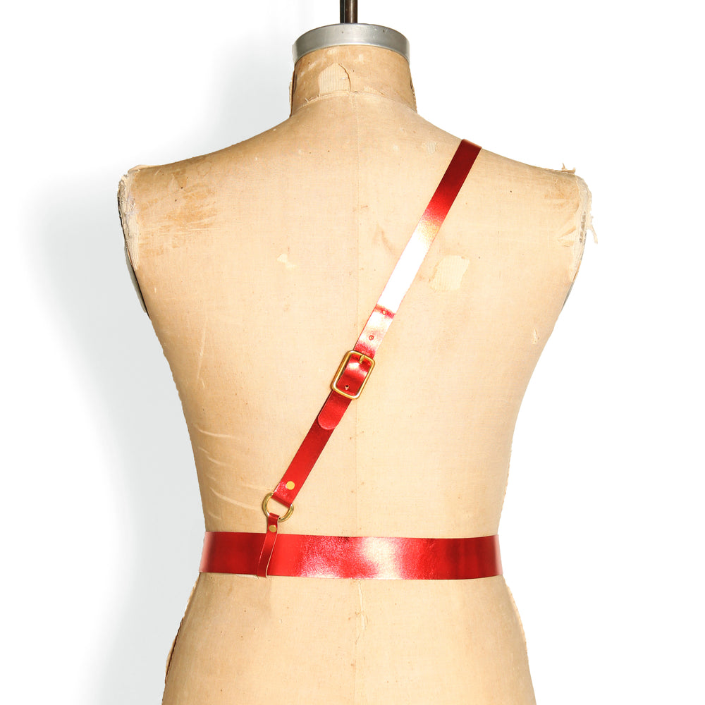 Military Belt -- Metallic Red Leather