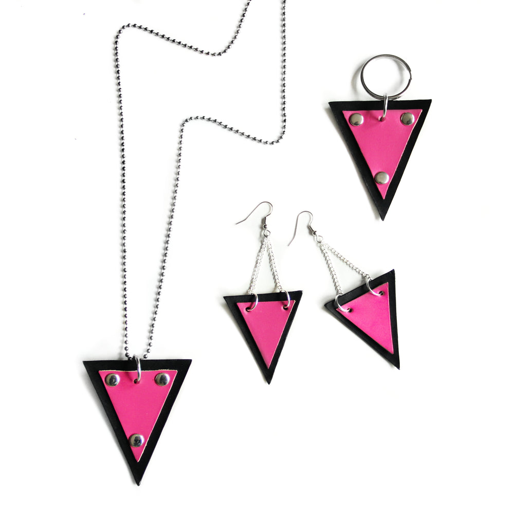 Pink Triangle Pendant Necklace