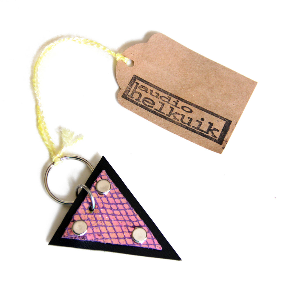Trianthem keychain, mermaid triangle leather with tags
