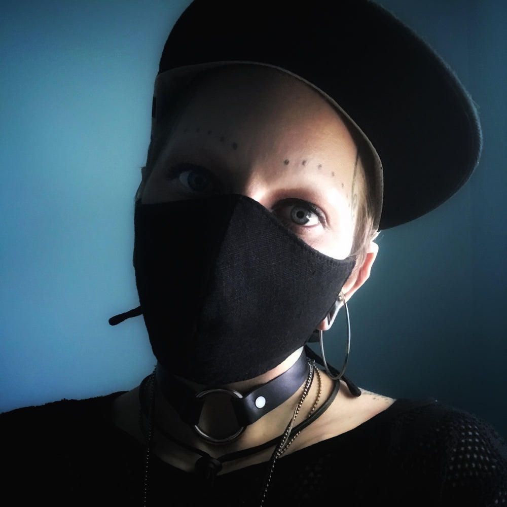 Black Linen Face Mask