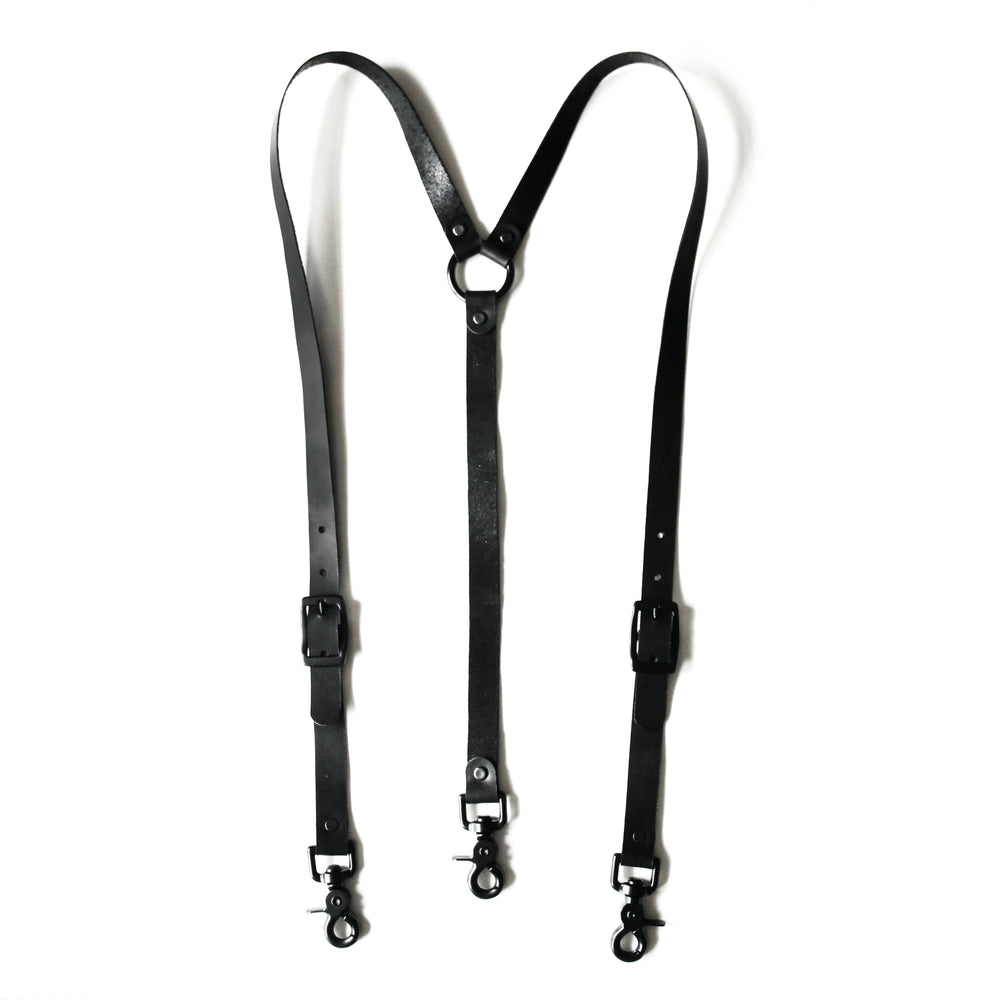 Flawed Leather Suspenders - Black (Y-back style)