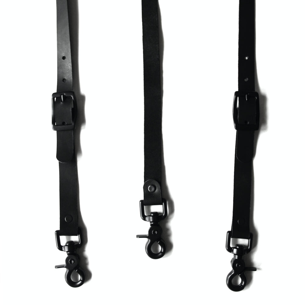 Leather Suspenders - Black on Black (Y-back style)