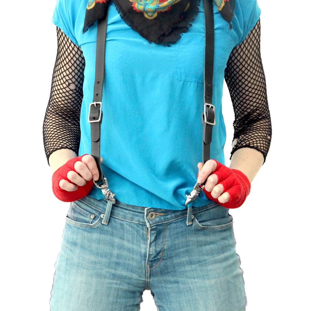 Flawed Leather Suspenders - Black (Y-back style)