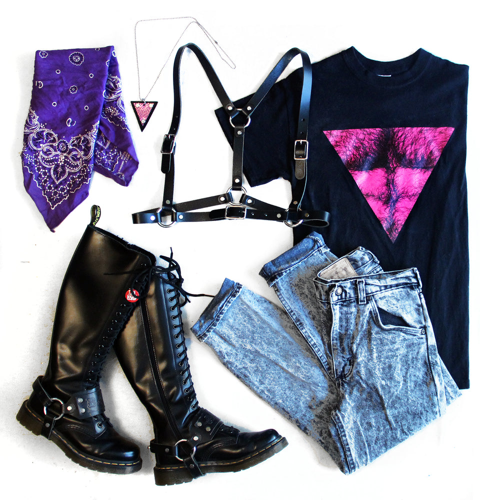 Half-Suspendered Harness --Faux Leather