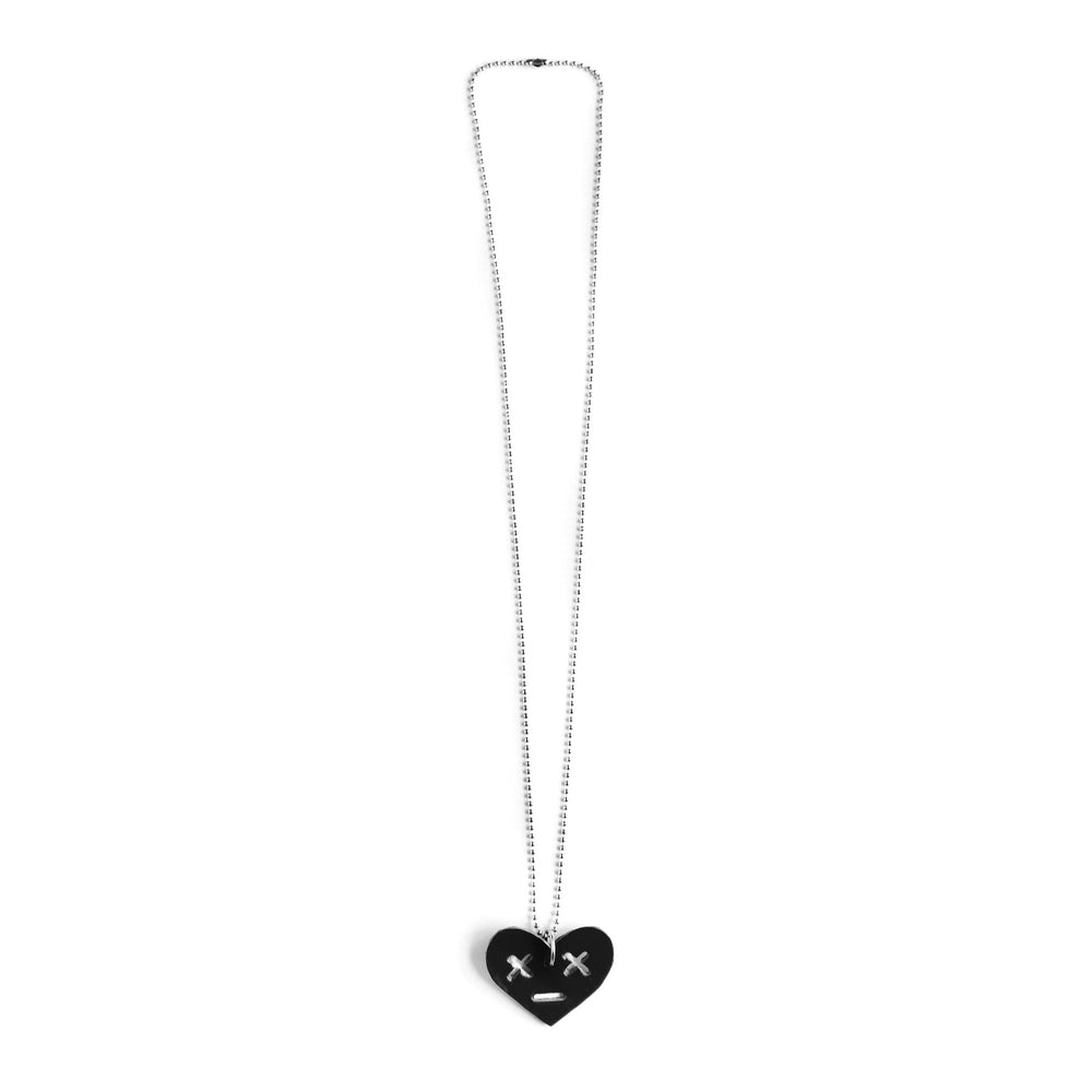 Leather heart necklace, full view