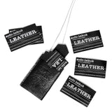 Black Leather ID holder necklace shown with business cards