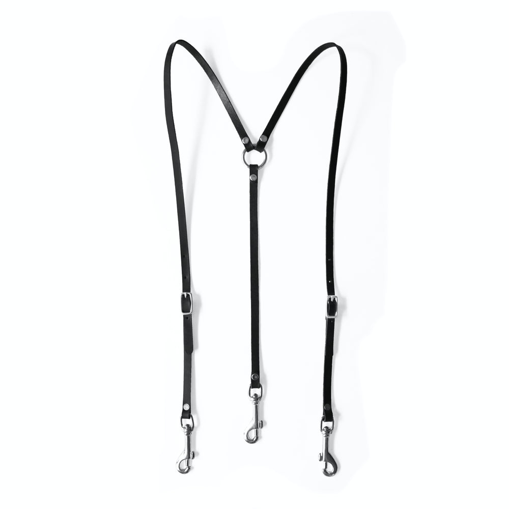 Mini Leather Suspenders - Black (Y-back style)