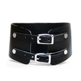 Back view, posture collar has double buckle in silver
