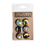 Queer Scout badge set in branded packaging. Six different one inch buttons together in one package.