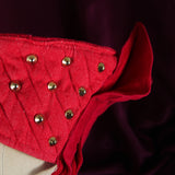 Red Quilted Denim Hat with Studs