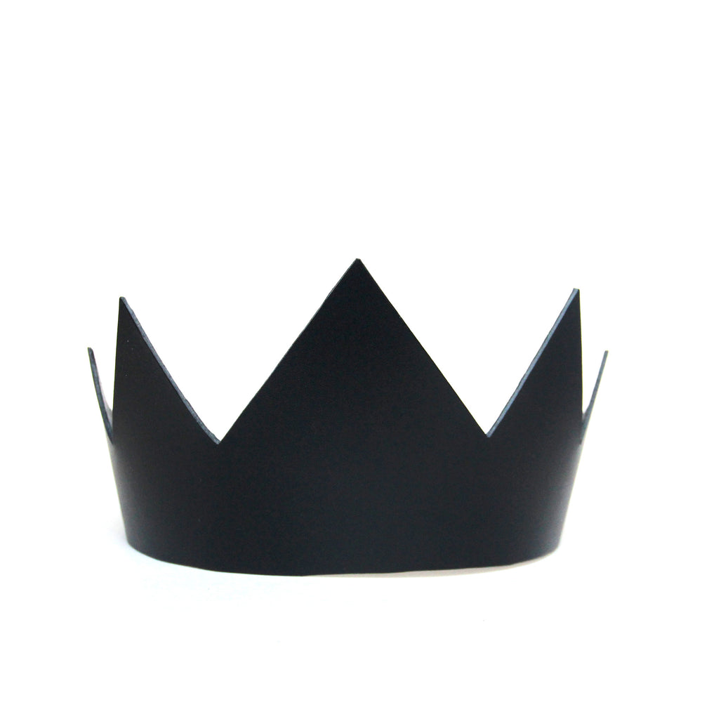 Black leather crown short, front view