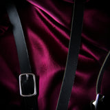 Flawed Leather Suspenders with Suspenders Clips - Black (Y-back style)