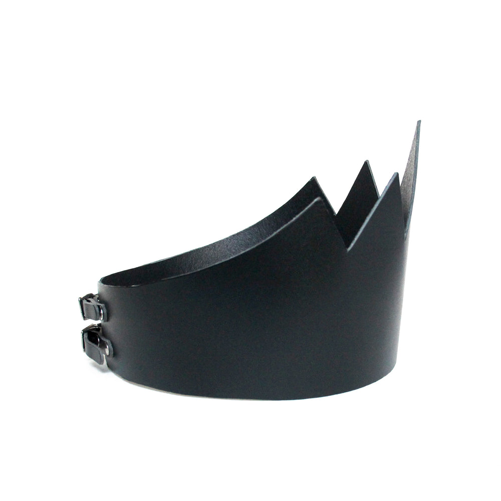 Black leather crown tall, side view